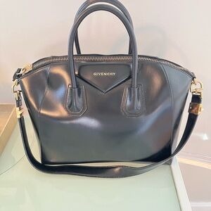 Givenchy Black Satchel with Gold Hardware and Detachable Strap